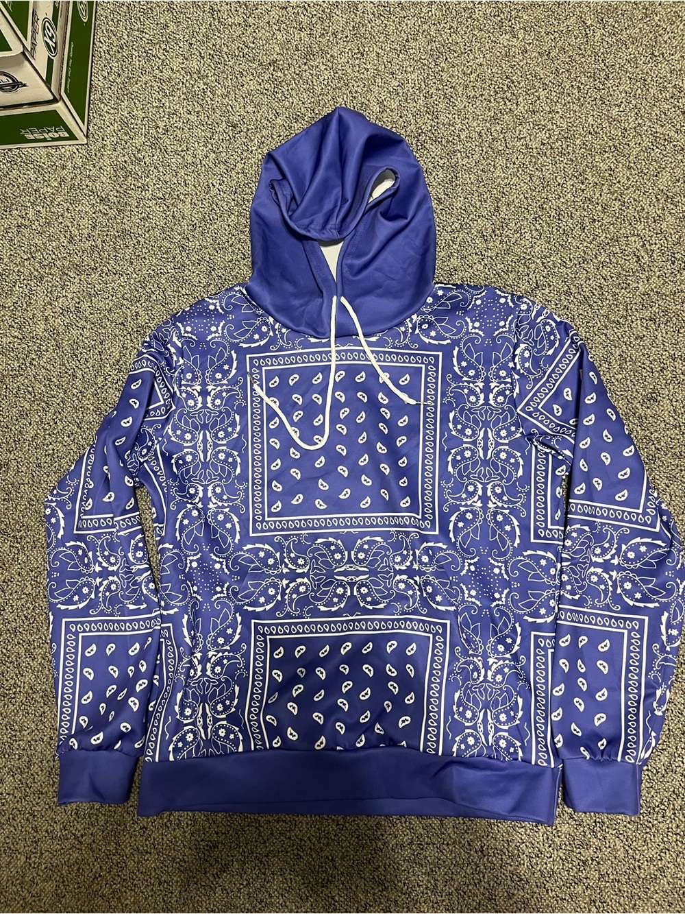 Blue Bandana Print Hoodie Sweatshirt - Men